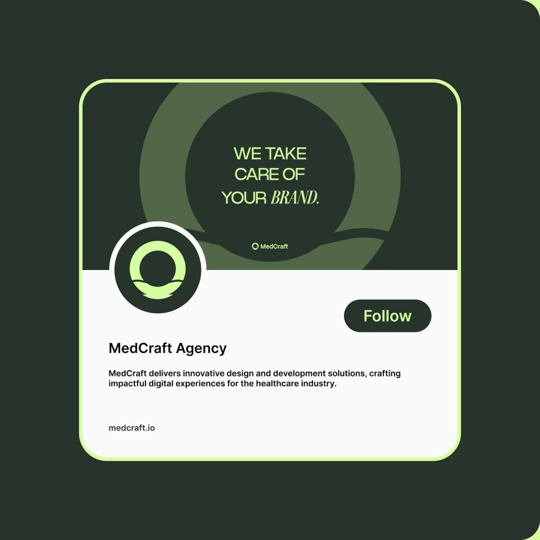 MedCraft agency social profile card with the tagline cover and the ring mark avatar